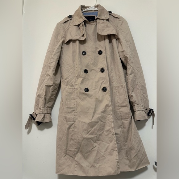 Zara Basic Trench Coat Jacket Beige Outerwear (Big Buttons) - Picture 1 of 3